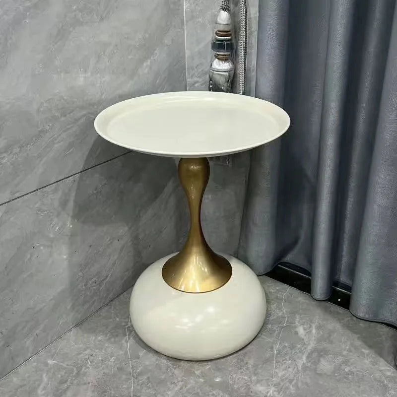 LIUSHADUOLA Modern Wrought Iron Round Corner Coffee Table