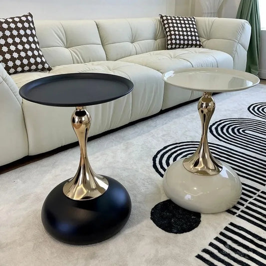 LIUSHADUOLA Modern Wrought Iron Round Corner Coffee Table