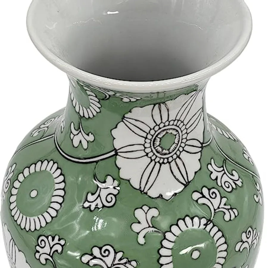 Hand Painted Chinoiserie Ceramic Vase Porcelain Flower Bottle Home Decor