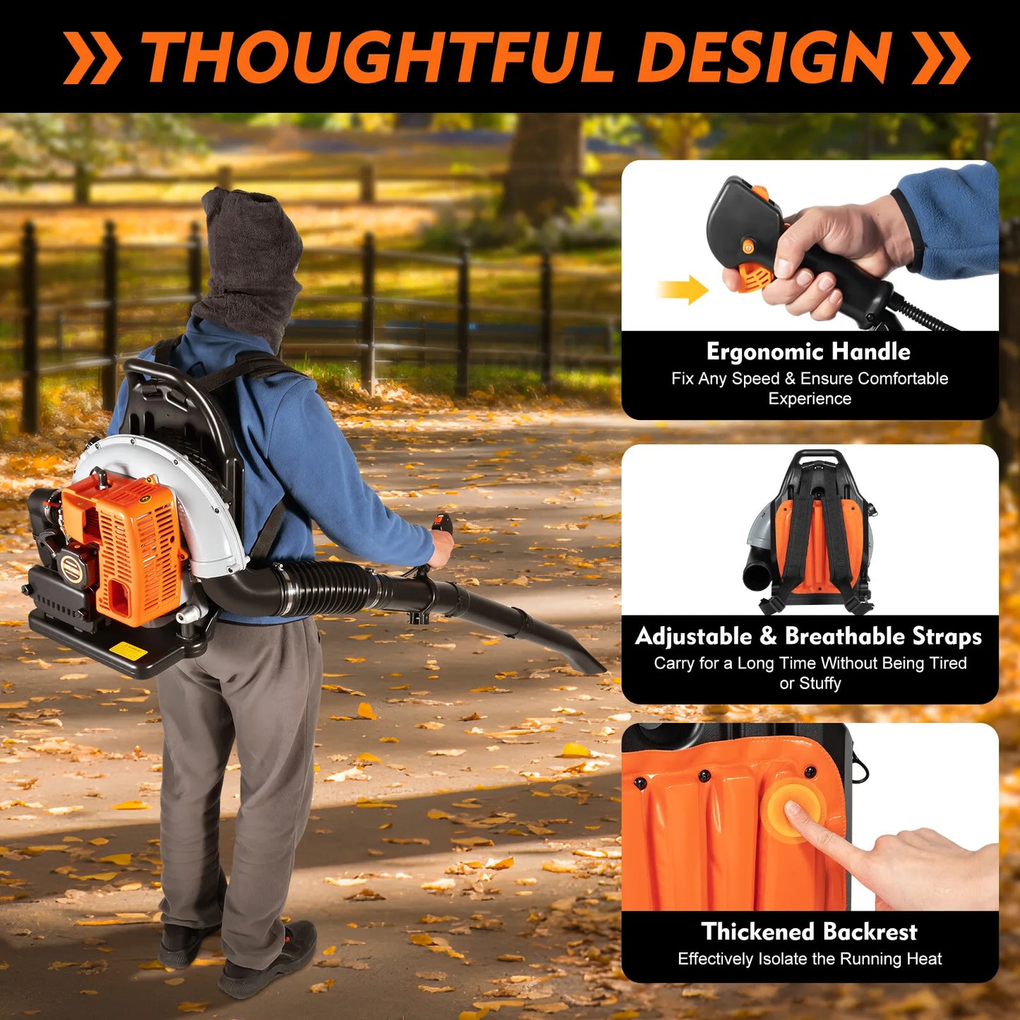 Bymaocar Gas Powered Backpack Leaf Blower for Yard Cleaning