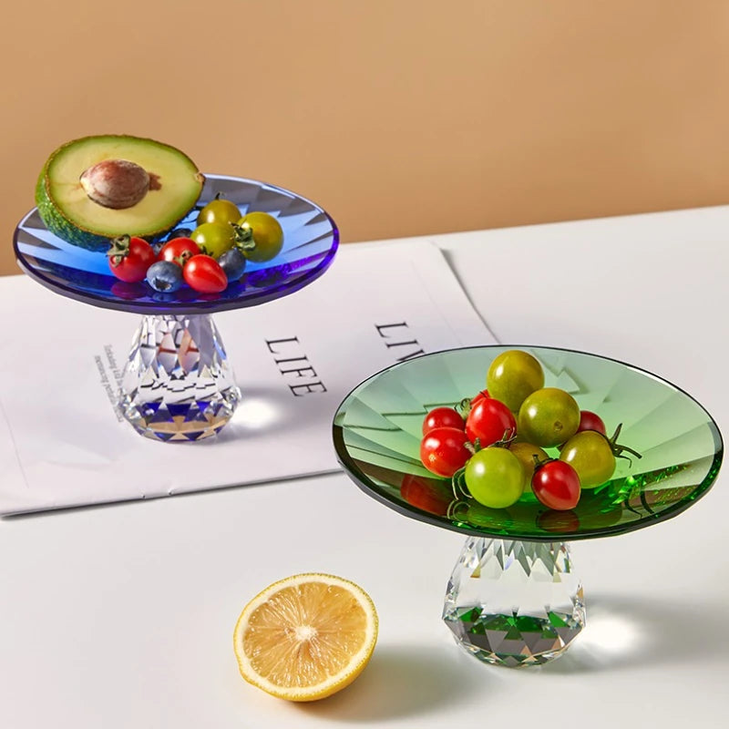 K9 Crystal Glass Cake Stand,Crystal Glass Fruit Plate, Display Desserts Holder for Wedding Cakes Serving Platters
