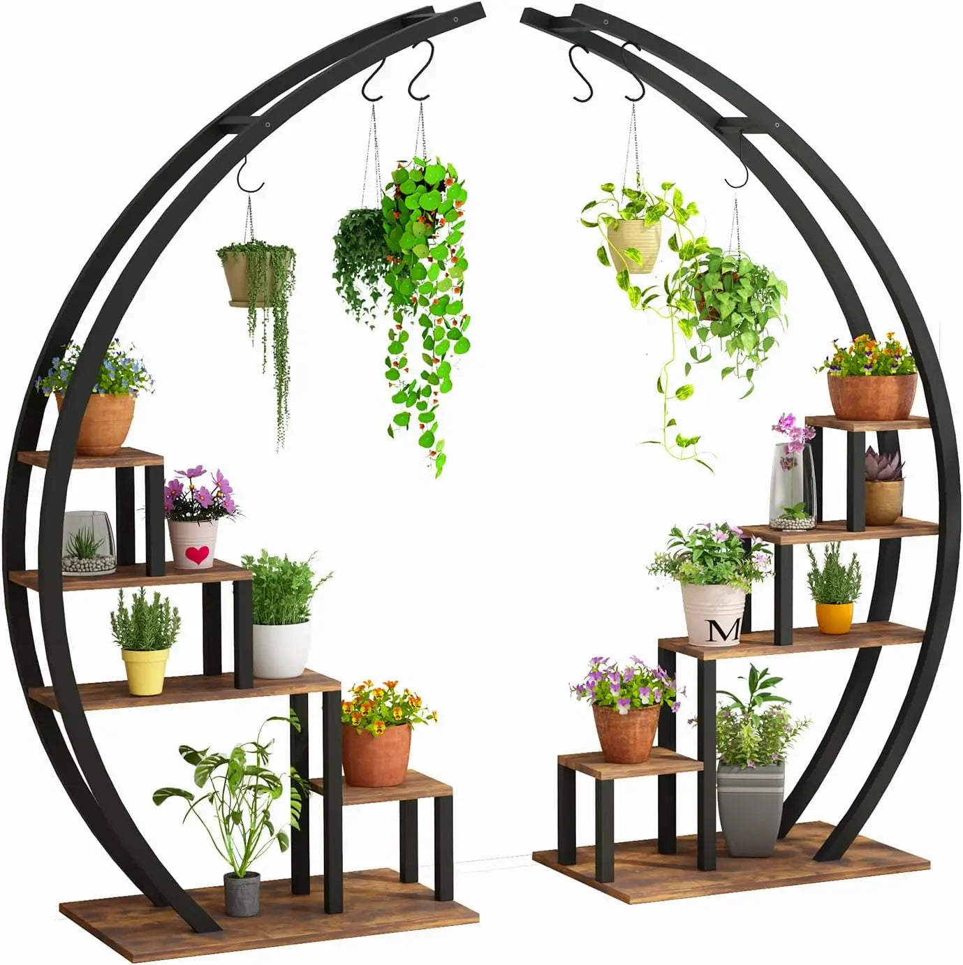 TWISTER.CK 5-Tier Metal Half Moon Plant Stand Indoor Garden