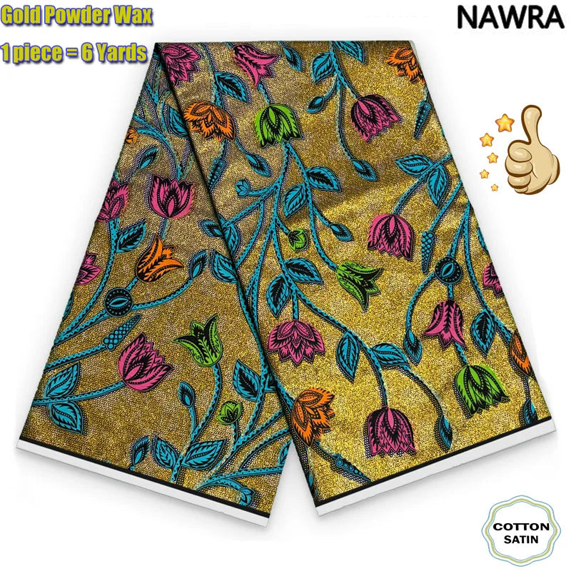 NAWRA CN Grand Gold Wax 100 Percent Cotton Batik Fabric