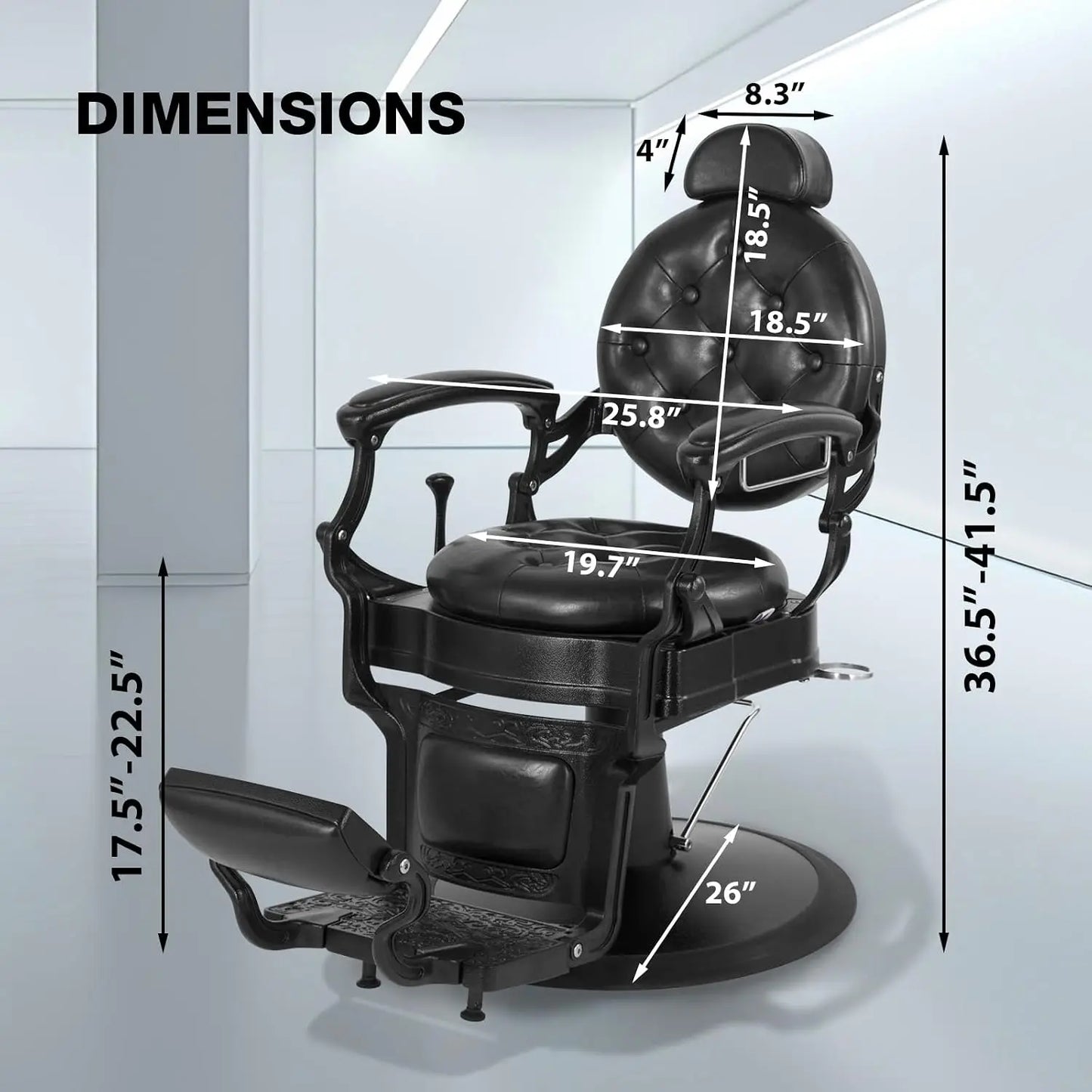 Barber Chair Hydraulic Classic Professional Heavy Duty Adjustable Headrest
