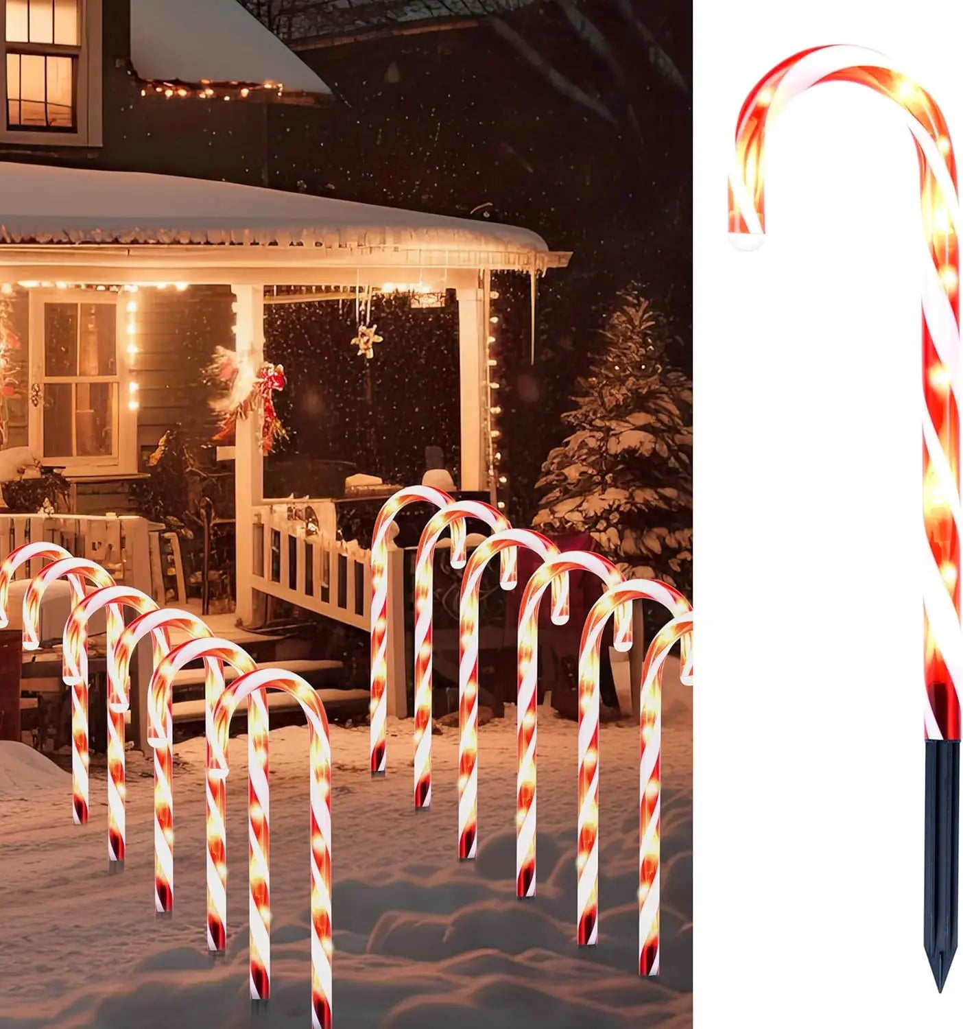 Joyfy Christmas Candy Cane Pathway Lights Set Of 12