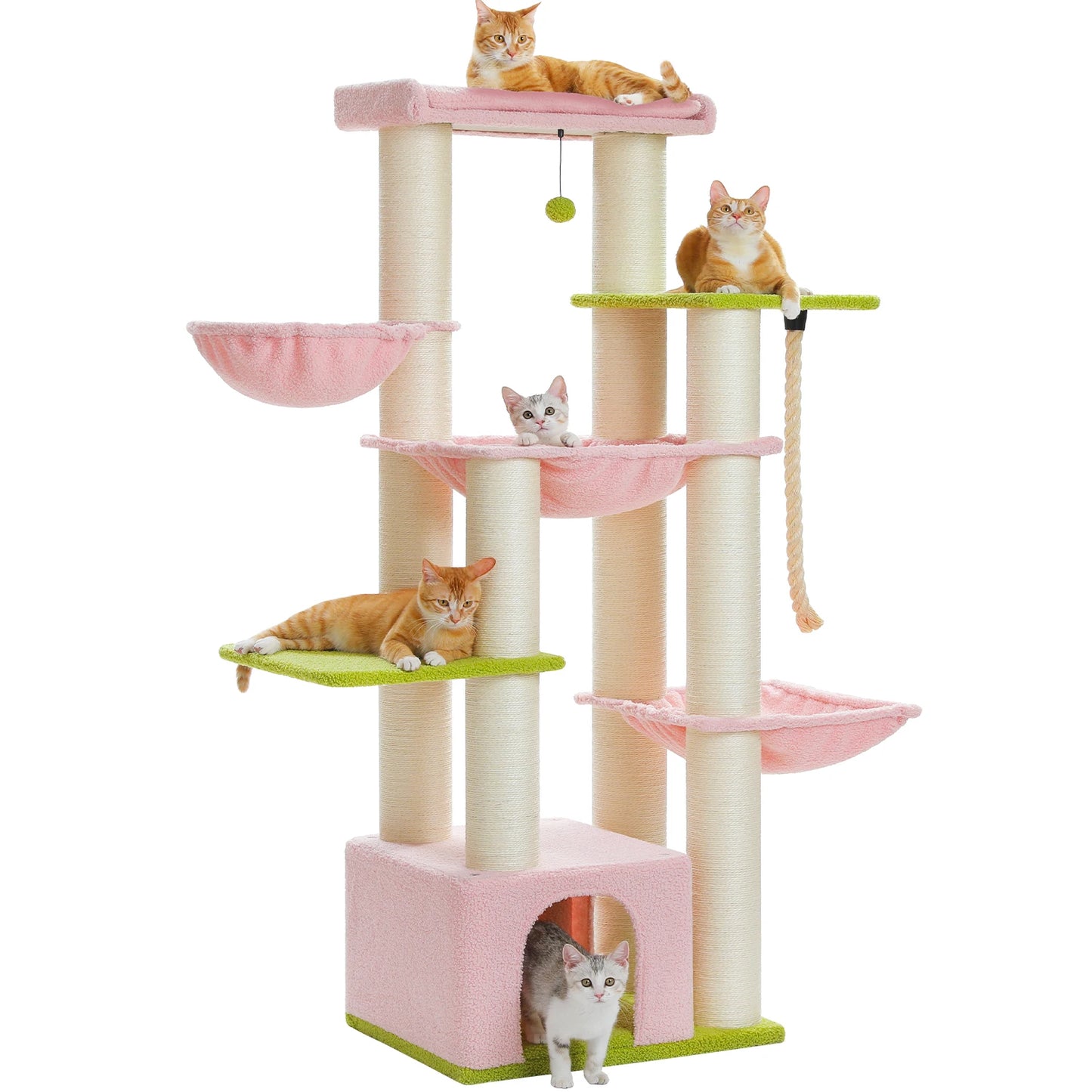 PEQULTI CN Multi Level Cat Tree With Scratching Posts And Cozy Condo