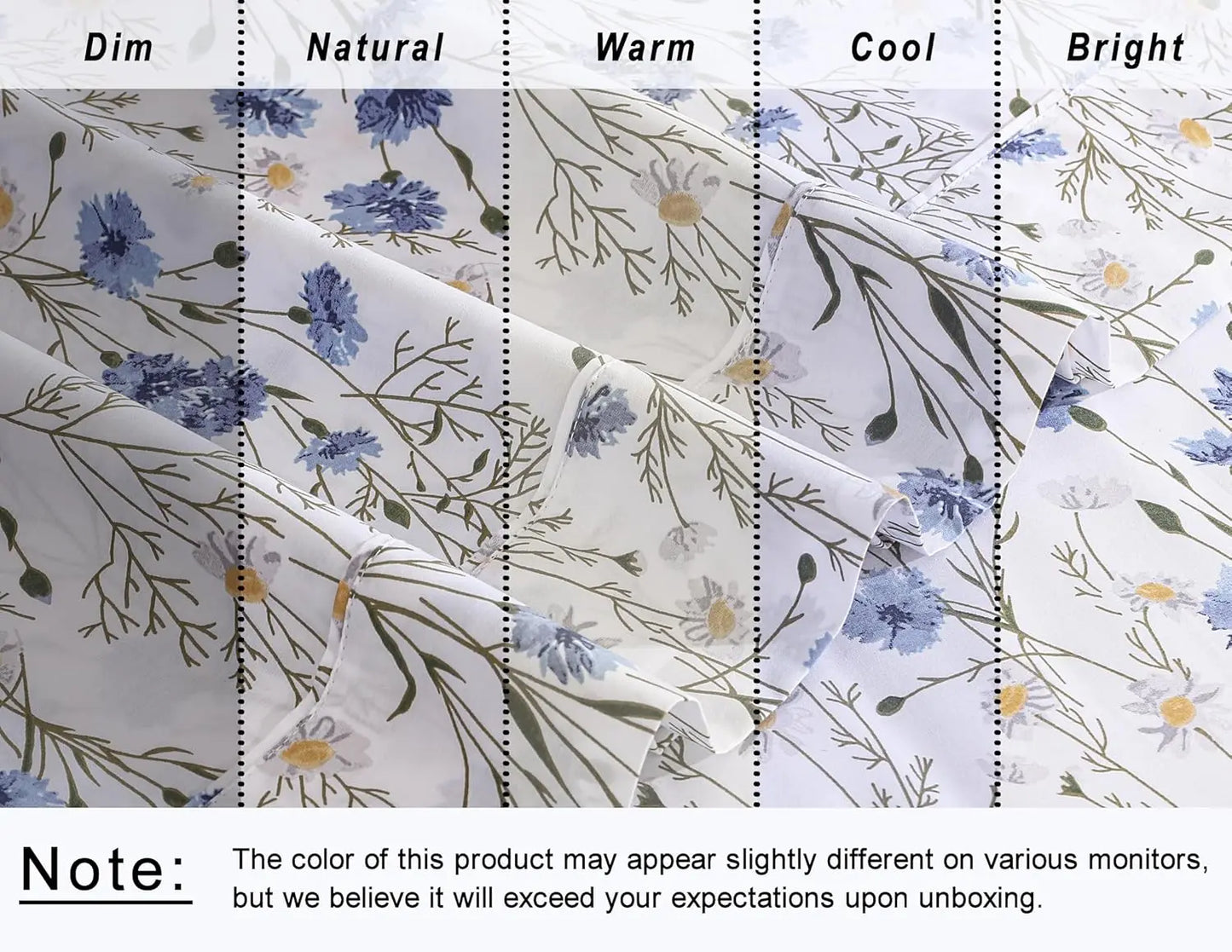 Cotton Percale Sheets 4-Piece Set With Cooling Breathable Floral Design