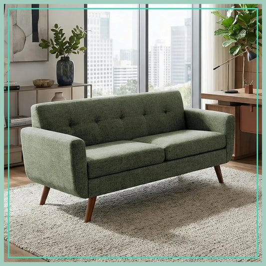 Mid Century Modern Tufted Loveseat Sofa for Living Room