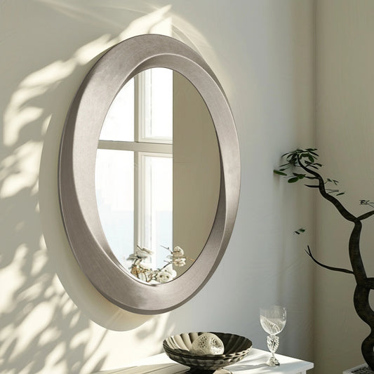 Oval Wall Mirror Beveled Edge Baroque Frame Vanity Mirror