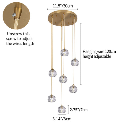 Crystal Ball Led Modern Cluster Chandelier Pendant Light Home Decor Ceiling Lamp Luxury Lustres Living Dining Room Stair Fixture
