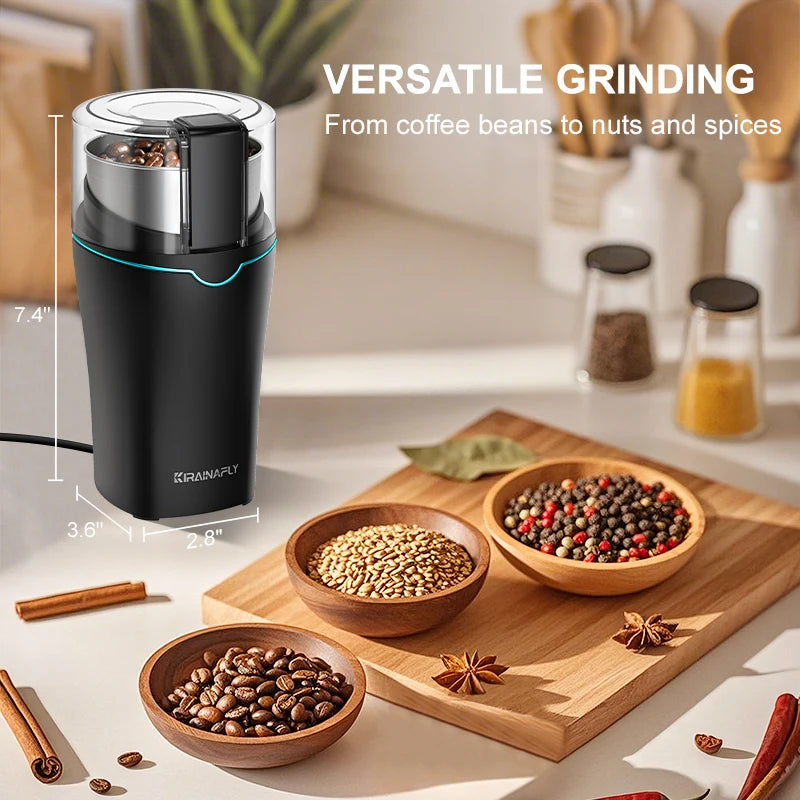 KIRAINAFLY Professional Coffee Grinder With Removable Stainless Cup 300W