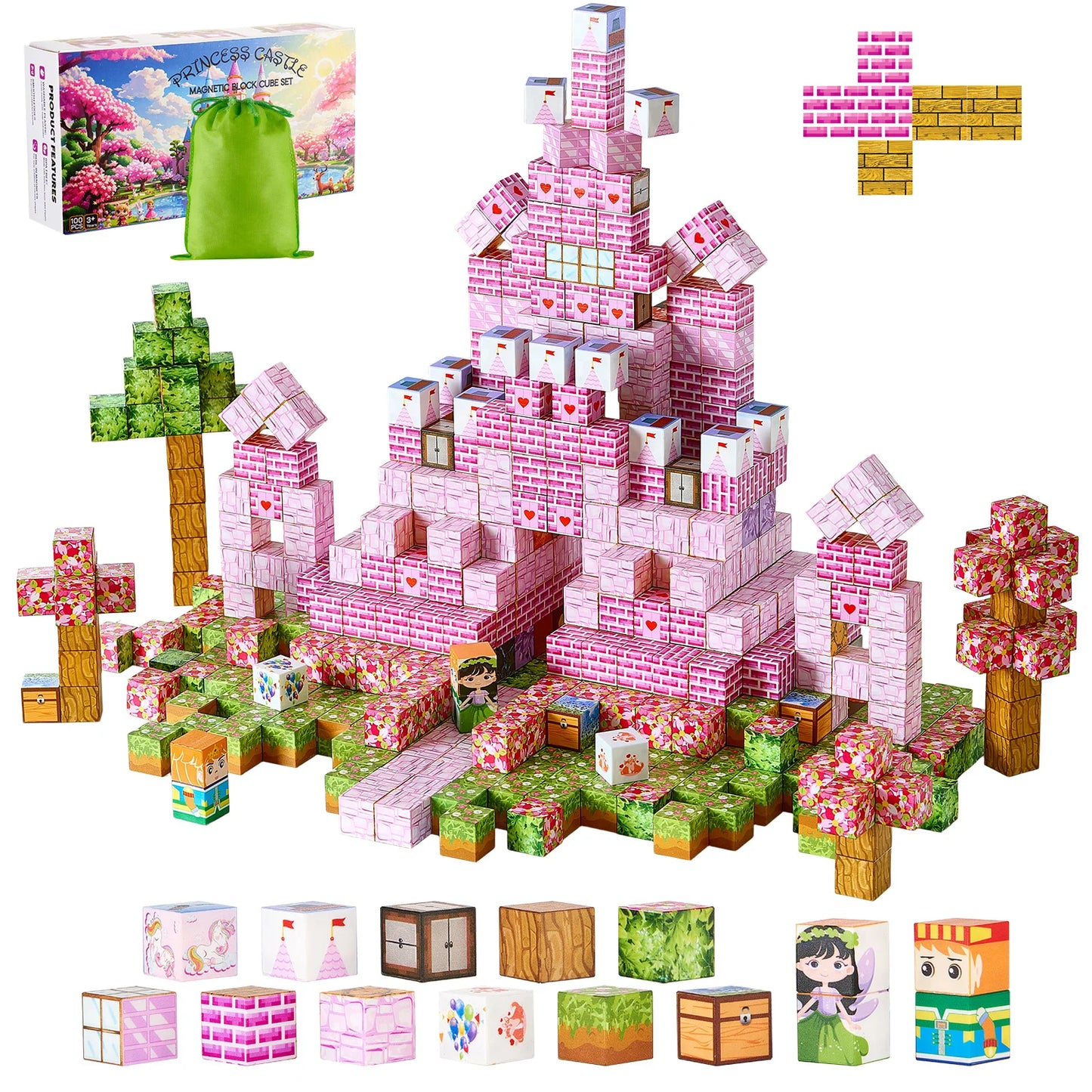 SucceBuy Magnetic Blocks Princess Castle Set STEM Building Cubes