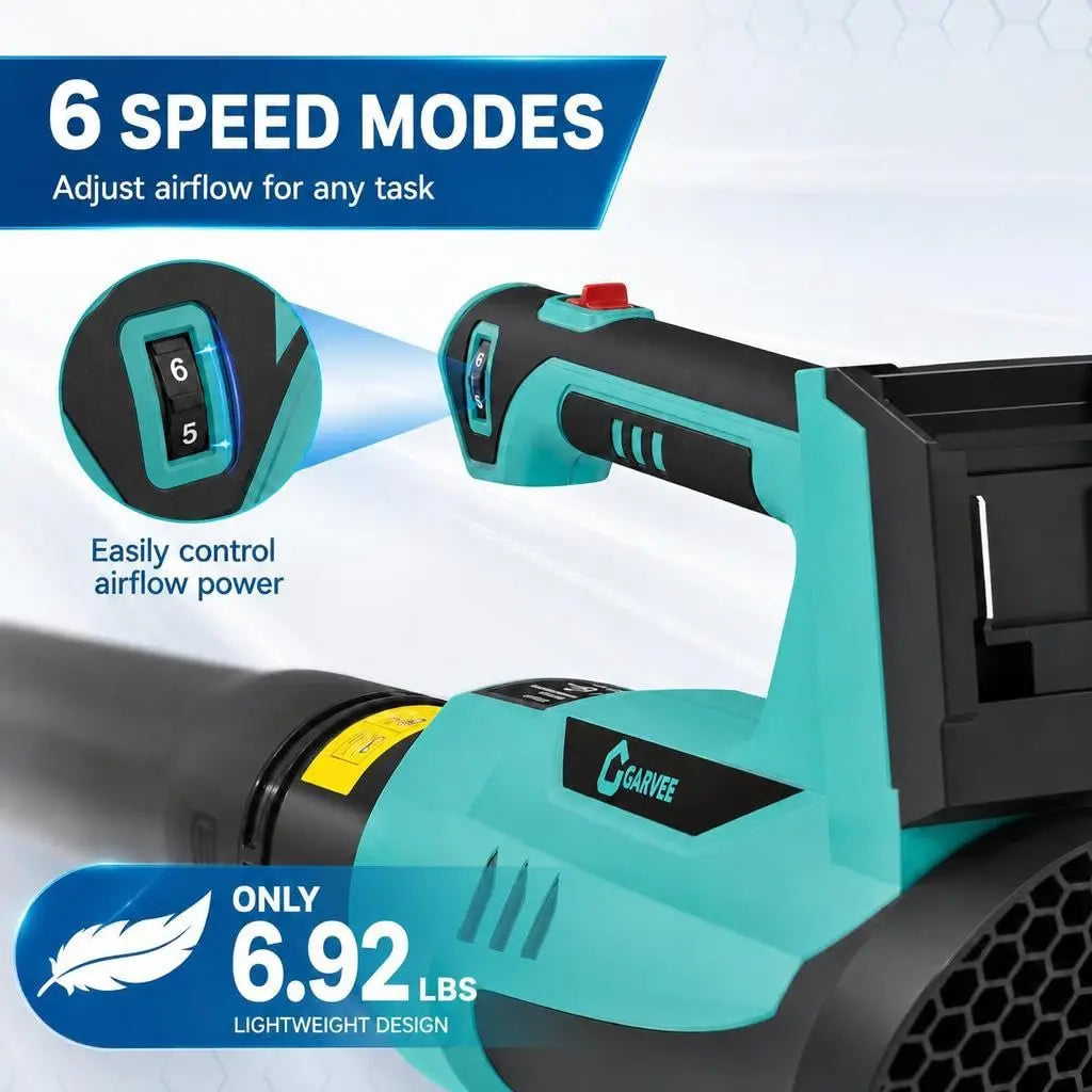 20V Cordless Leaf Blower, 550 CFM 130 MPH Brushless Motor, 6 Variable Speed, 2×2.0Ah Batteries & Fast Charger, 6.99Lbs Lightweight Quiet Electric Blower for Lawn Patio Yard, Yellow