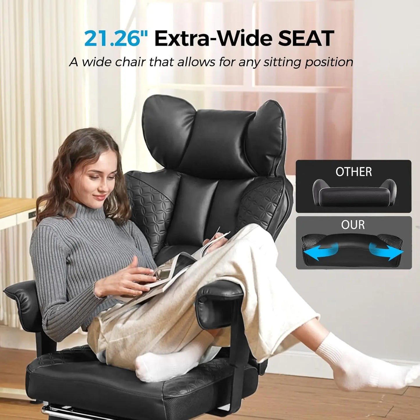 Ergonomic Gaming Chair With Footrest And Adjustable Armrests