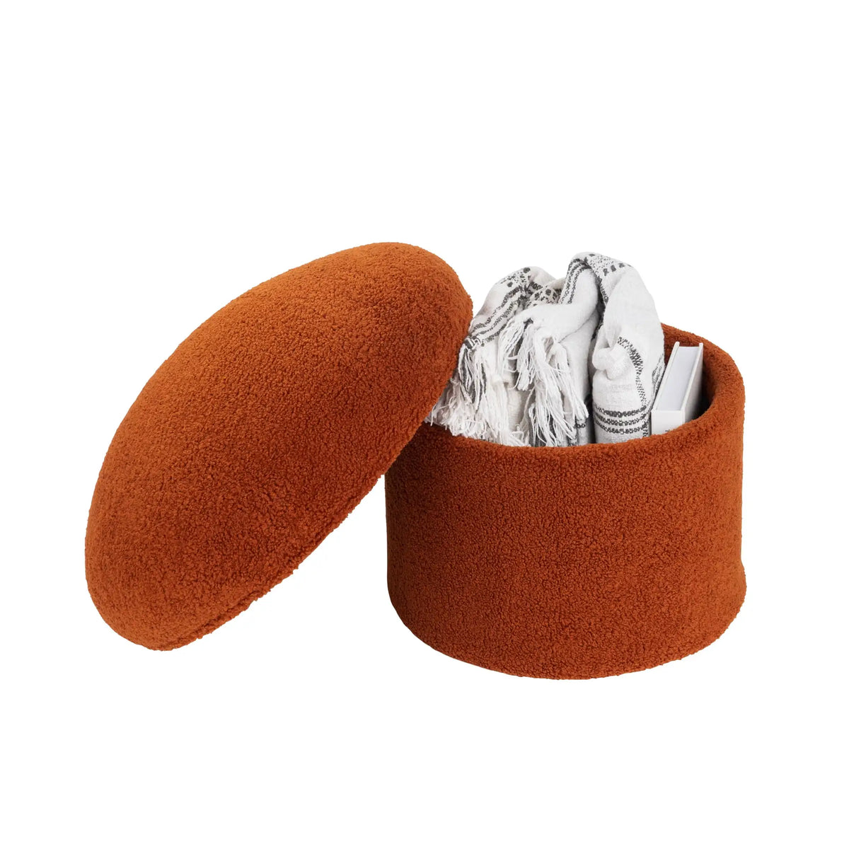 Mainstays Mushroom Boucle Storage Ottoman Upholstered Footrest
