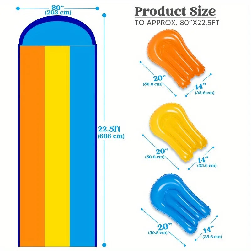 Joyfy Triple Lawn Water Slide With Built In Sprinkler