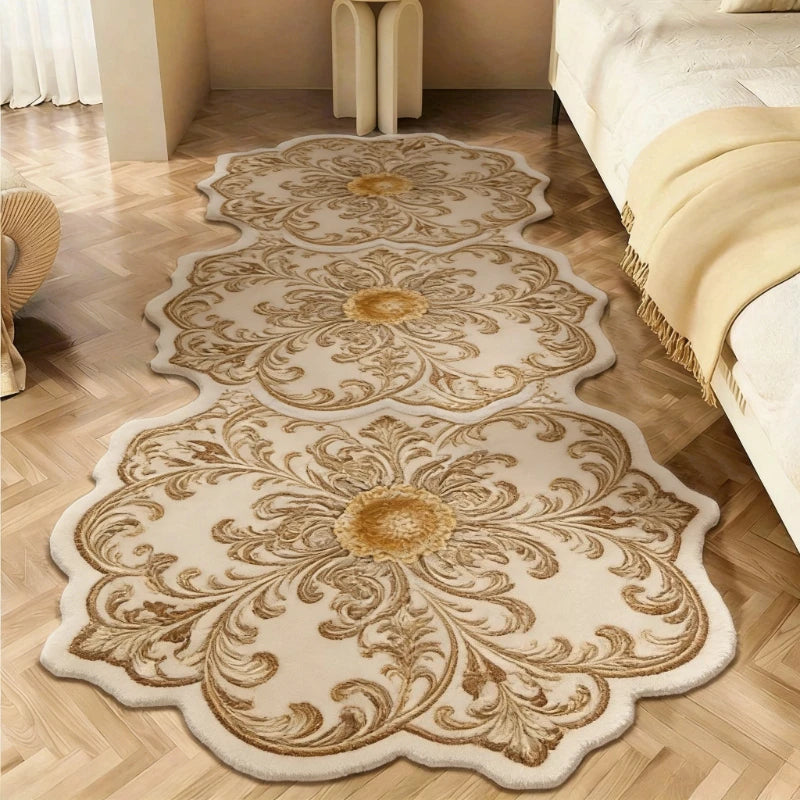 Floral Irregular Plush Rug For Bedroom Living Room Floor Mat