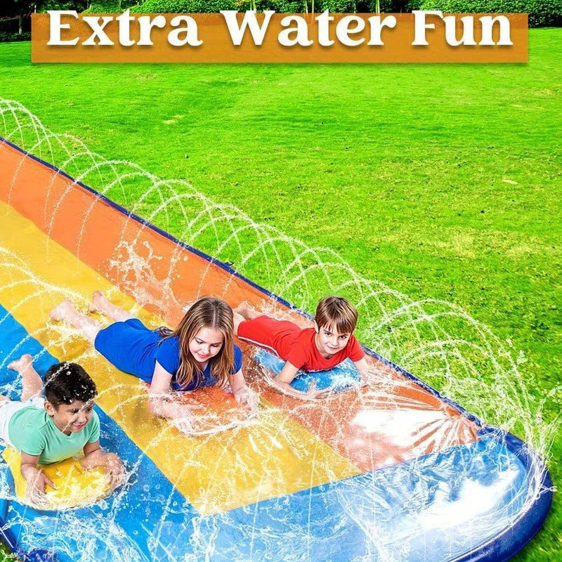 Joyfy Triple Lawn Water Slide With Built In Sprinkler