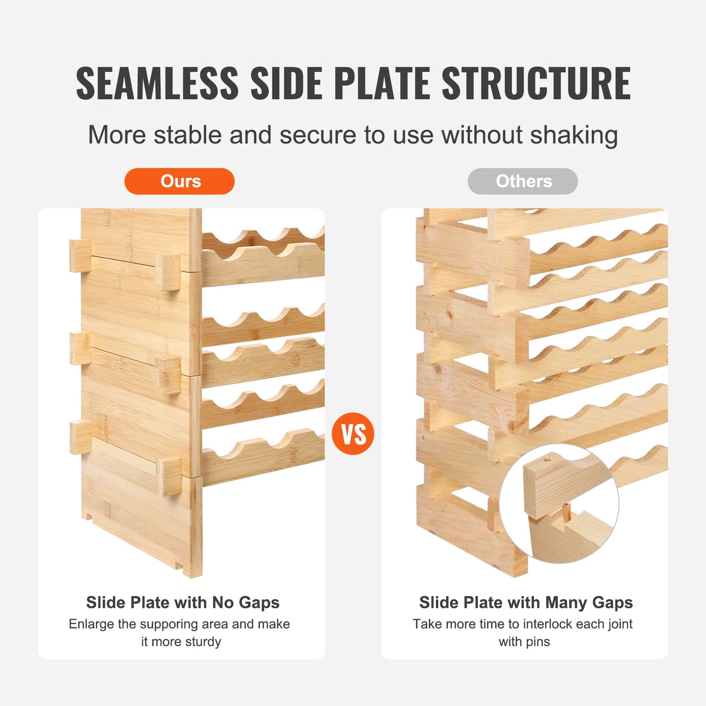 SucceBuy Bamboo Stackable Wine Rack Eight Tier Free Standing Storage
