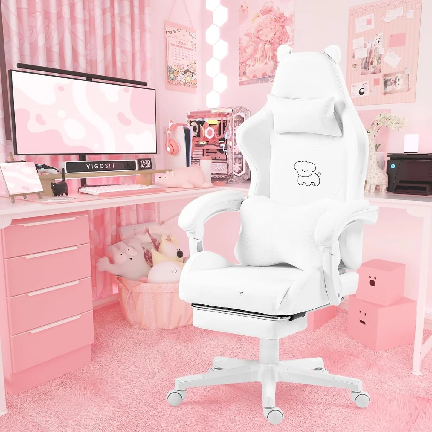 XIAOLANG Cat Ears Gaming Chair Ergonomic PU Leather