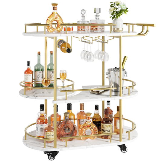 TWISTER.CK Bar Cart 4 Tier On Wheels With Wine Rack
