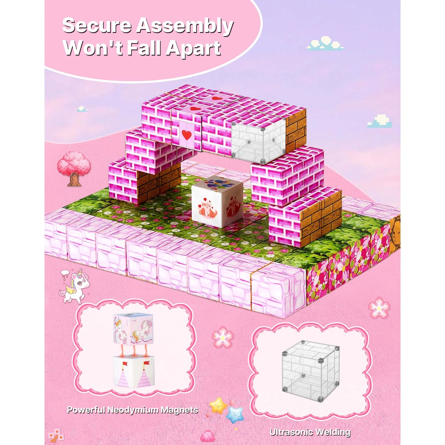 SucceBuy Magnetic Blocks Princess Castle Set STEM Building Cubes