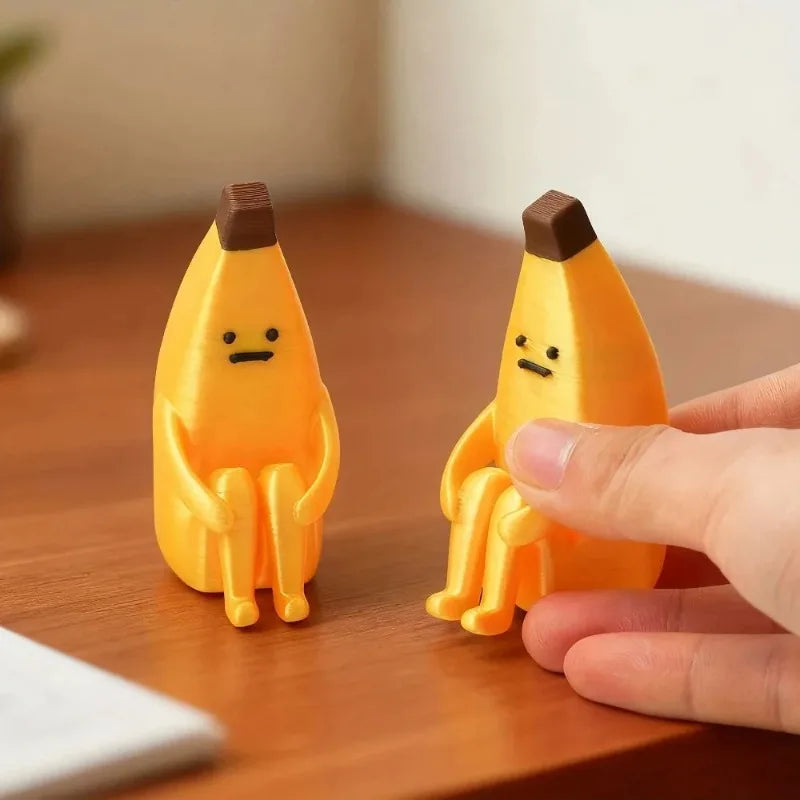 Anxious Banana 3D Printed PLA Figurine Decor for Car Office