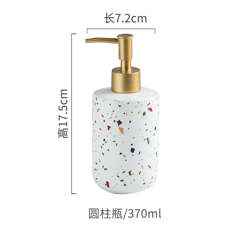 Ceramic Terrazzo Pattern Soap Dispenser For Bathroom Counter Use