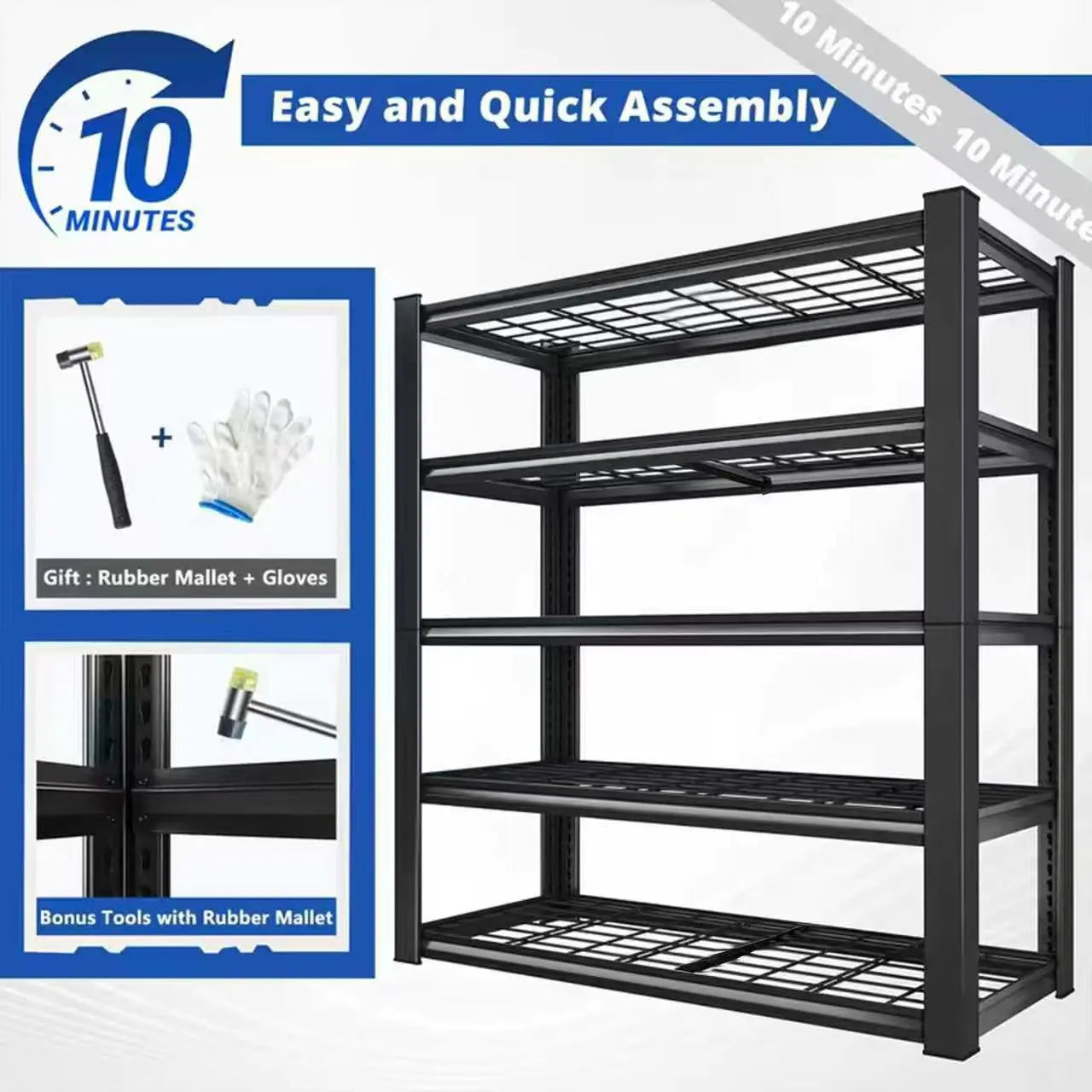 Commercial Grade Adjustable Metal Double Layer Column Shelving Unit