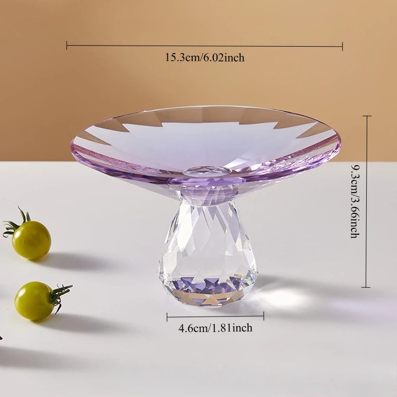 K9 Crystal Glass Cake Stand,Crystal Glass Fruit Plate, Display Desserts Holder for Wedding Cakes Serving Platters