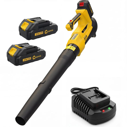 20V Cordless Leaf Blower, 550 CFM 130 MPH Brushless Motor, 6 Variable Speed, 2×2.0Ah Batteries & Fast Charger, 6.99Lbs Lightweight Quiet Electric Blower for Lawn Patio Yard, Yellow