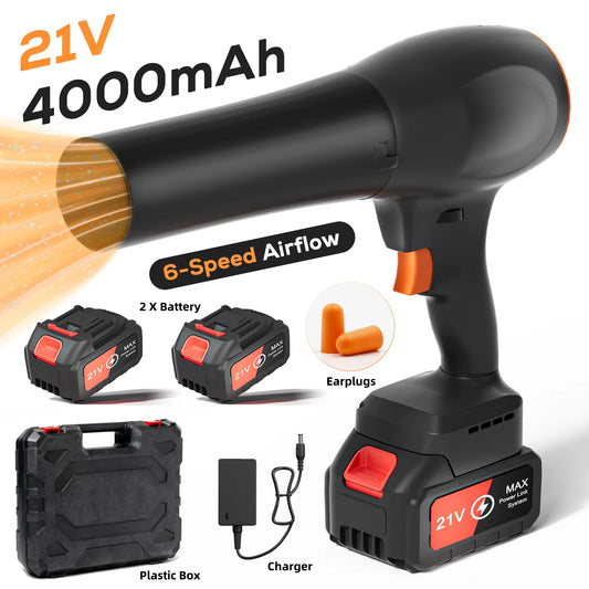 Cordless Leaf Blower, Portable Handheld Dust Cleaner,6 Speed Mode with Batteries, Snow Blower for Lawn, Garage,Patio