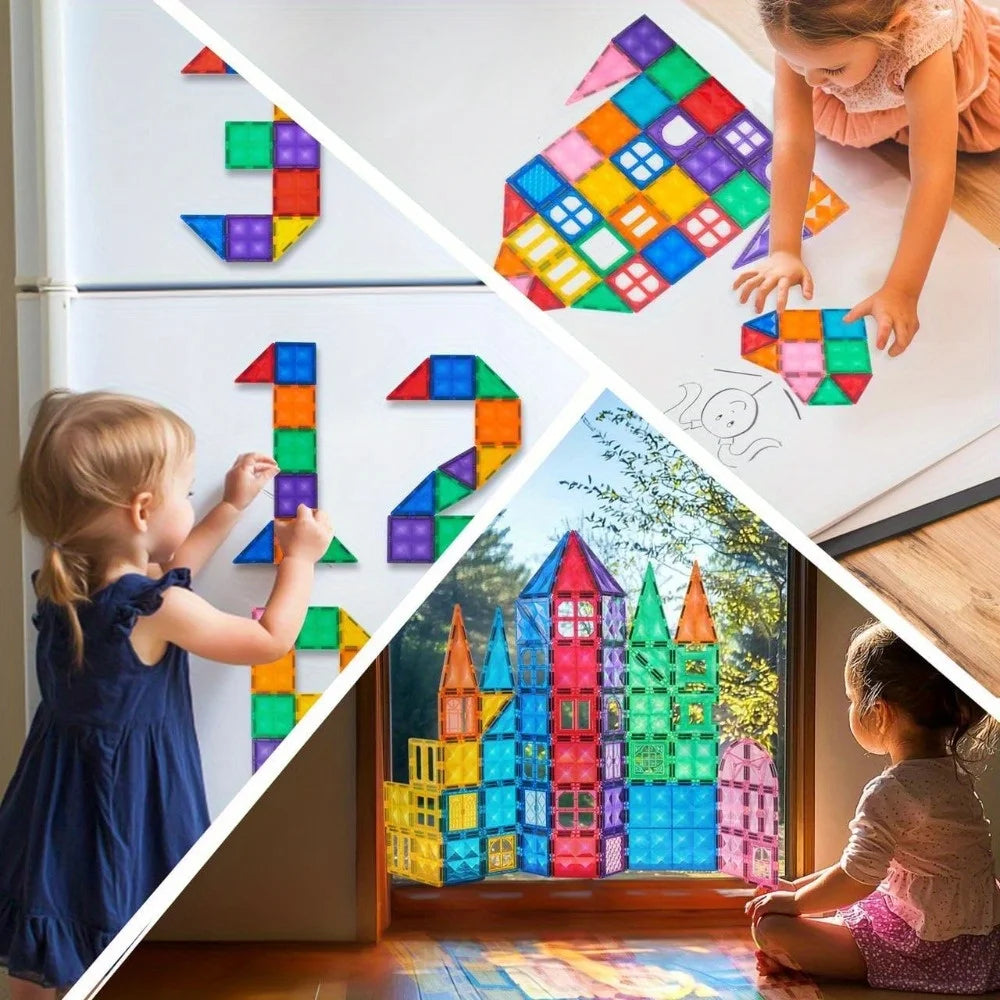 Joyfy Magnetic Building Tiles 3D Set With Vehicle Blocks For Kids