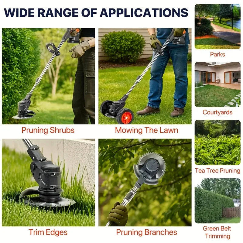 Wireless Portable Weed Trimmer Edger For Lawn With Dual Batteries