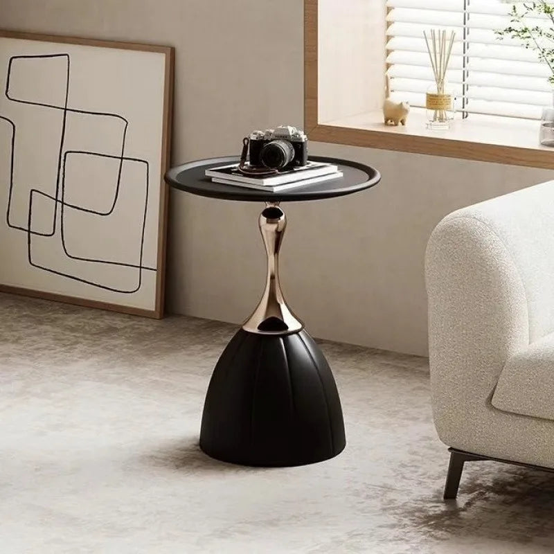 LIUSHADUOLA Modern Wrought Iron Round Corner Coffee Table