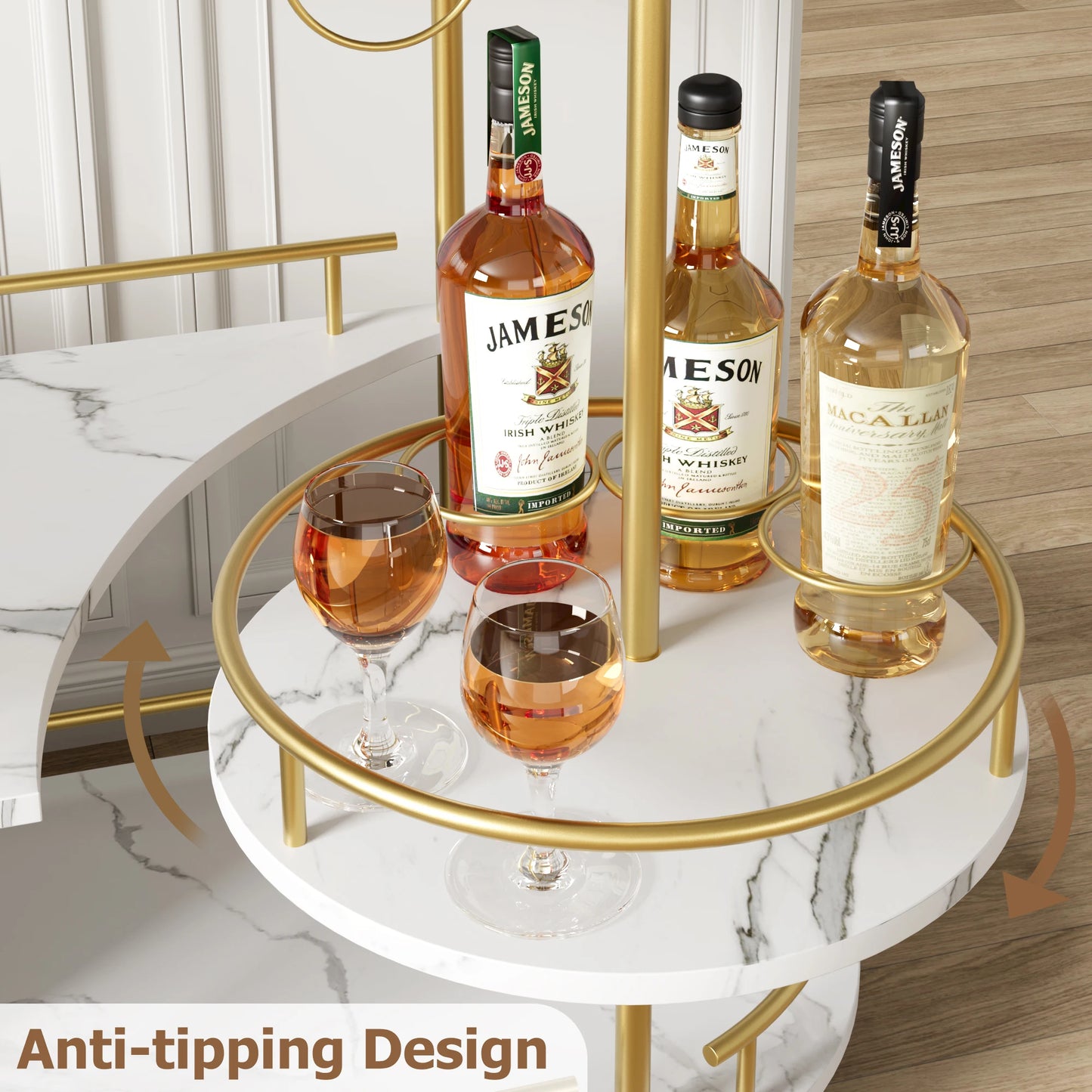 TWISTER.CK Bar Cart 4 Tier On Wheels With Wine Rack