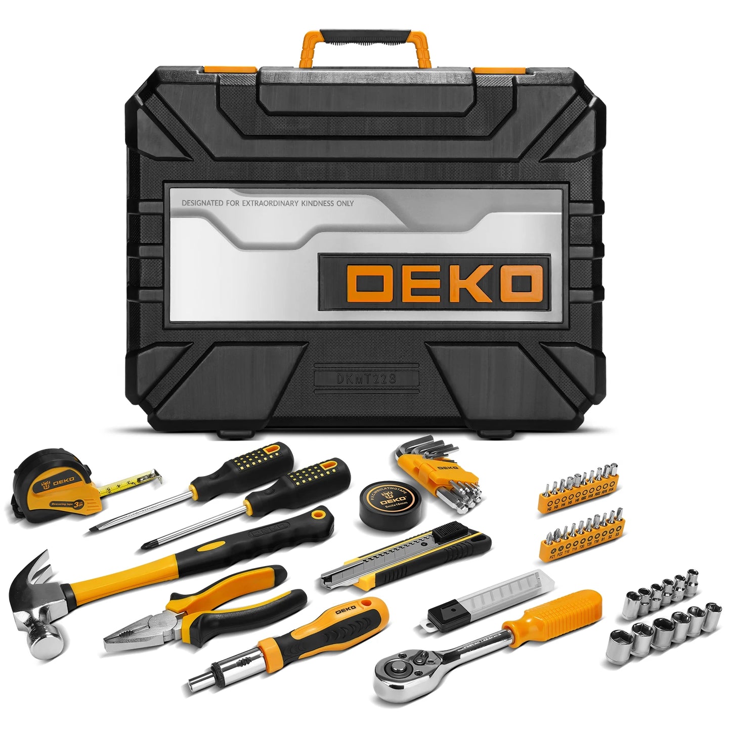 DEKOPRO 228 Piece Socket Wrench Tool Set With Plastic Box