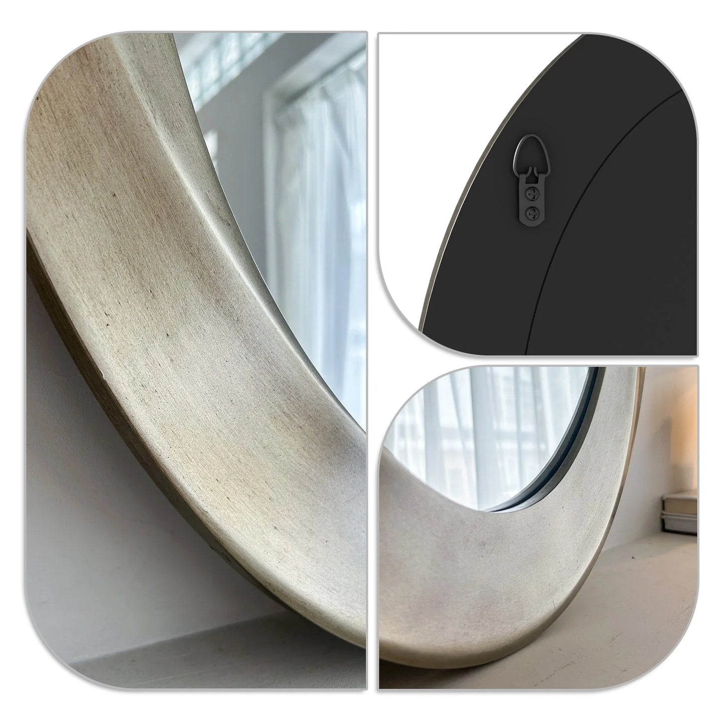 Oval Wall Mirror Beveled Edge Baroque Frame Vanity Mirror