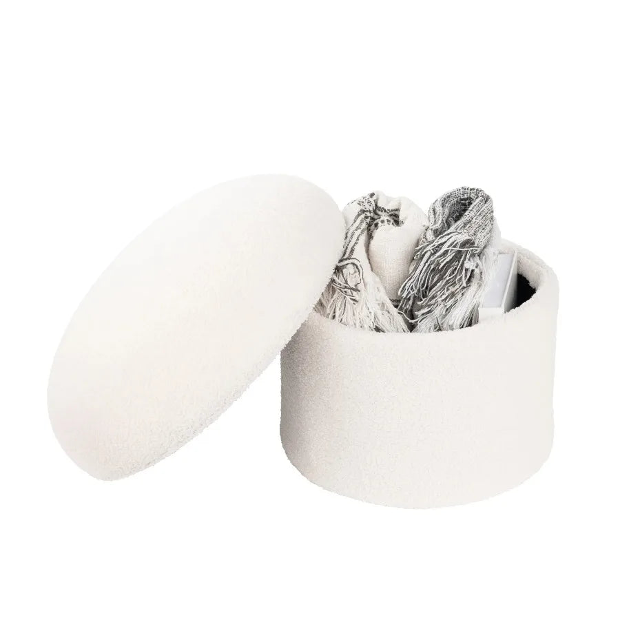 Mainstays Mushroom Boucle Storage Ottoman Upholstered Footrest
