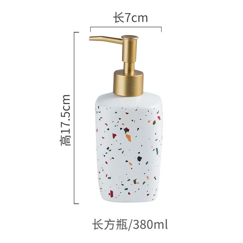 Ceramic Terrazzo Pattern Soap Dispenser For Bathroom Counter Use