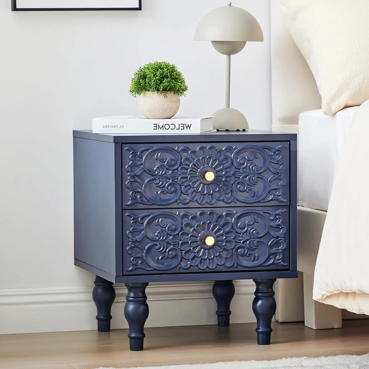 XIAOLANG Nightstand Farmhouse Bedside Table With Two Drawers