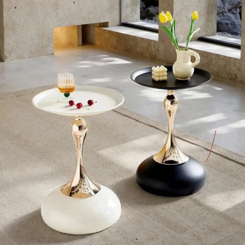 LIUSHADUOLA Modern Wrought Iron Round Corner Coffee Table