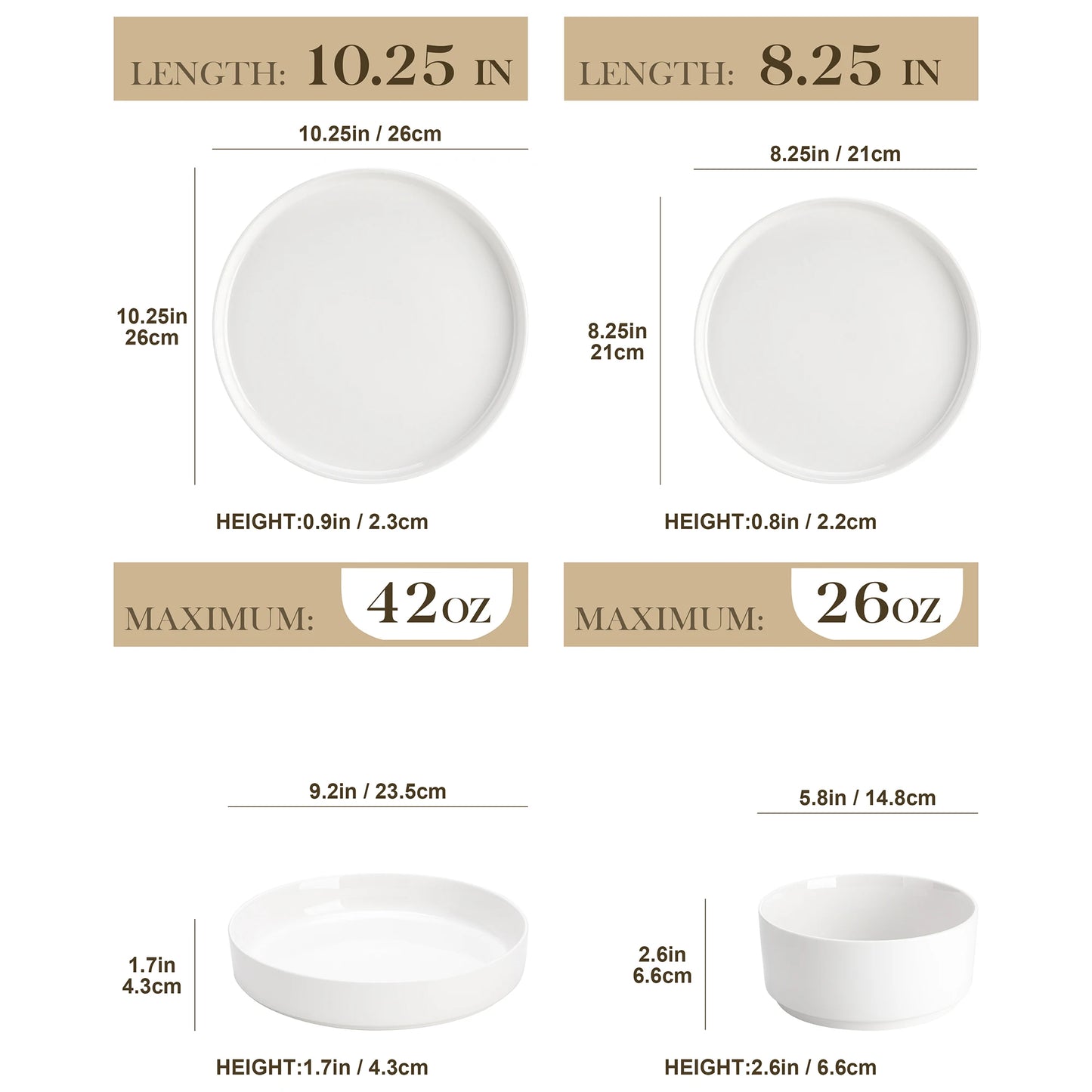 MALACASA Ceramic Dinnerware Sets 12/16/18/24 Piece Dinner Plates