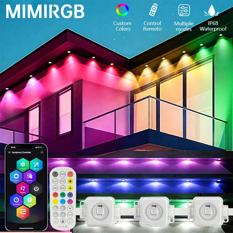 MIMIRGB Eaves Lights Outdoor LED String Strip With App Control