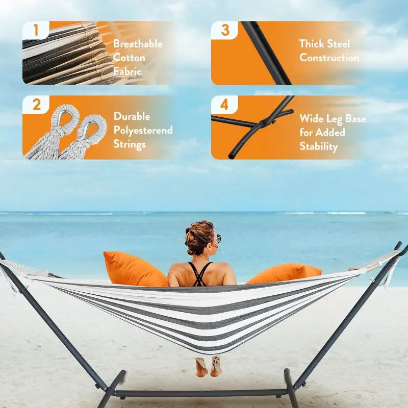 GYROOR Adjustable Outdoor Hammock Stand With 600 Lb Capacity