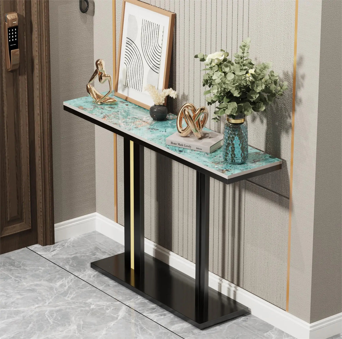 Modern Marble Console Table Iron Frame Hallway Sofa Table