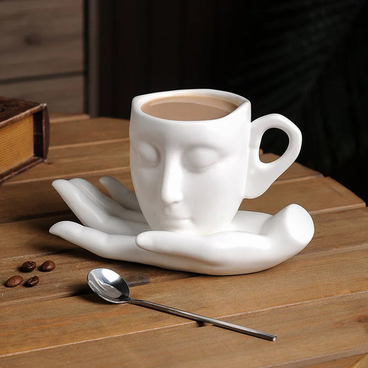 High-Temperature Ceramic Abstract Art Hand Scented Mugs and Saucers