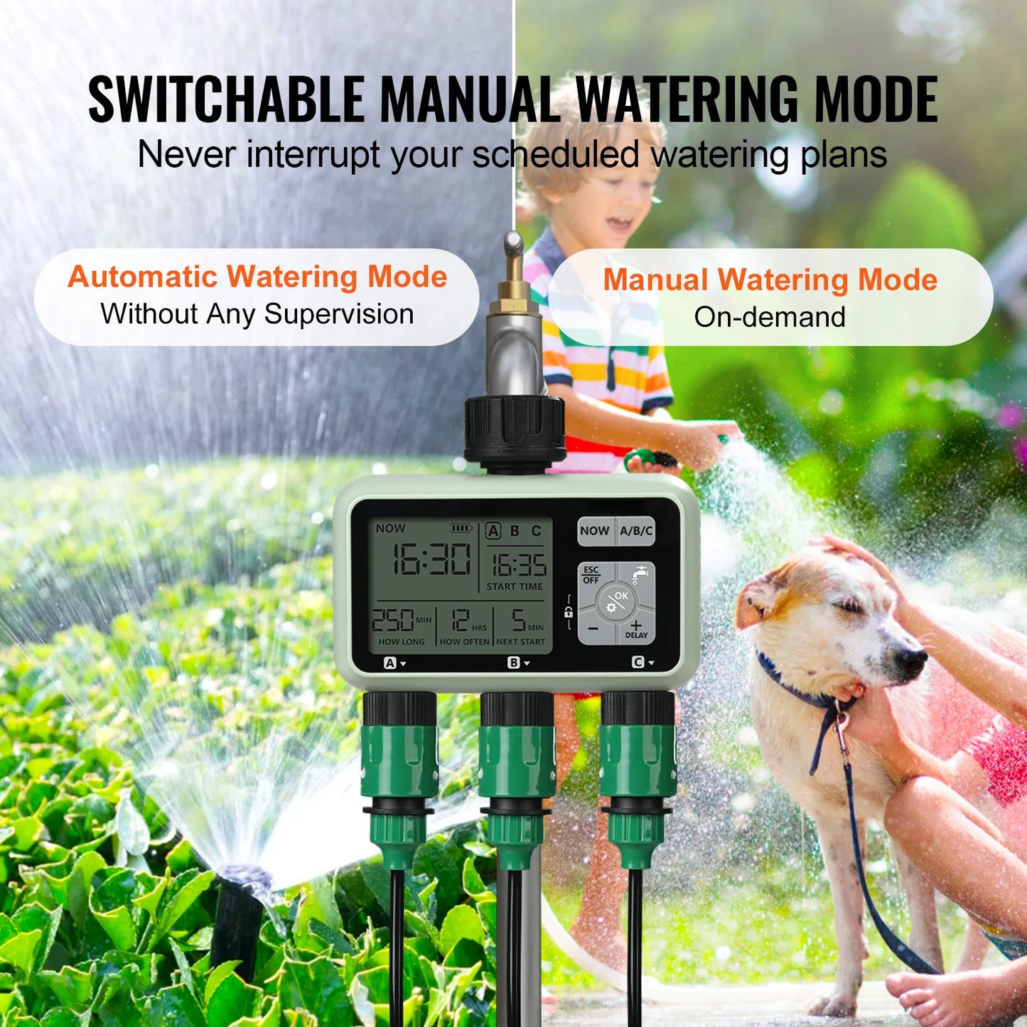 SucceBuy 3 Outlet Water Timer With LCD Display Rain Delay