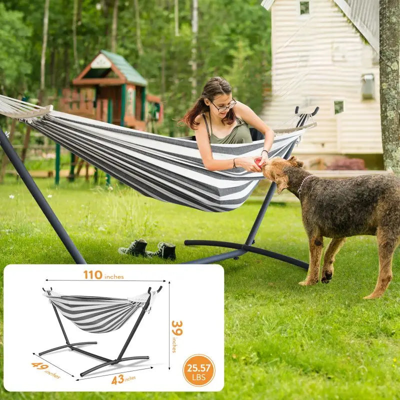 GYROOR Adjustable Outdoor Hammock Stand With 600 Lb Capacity