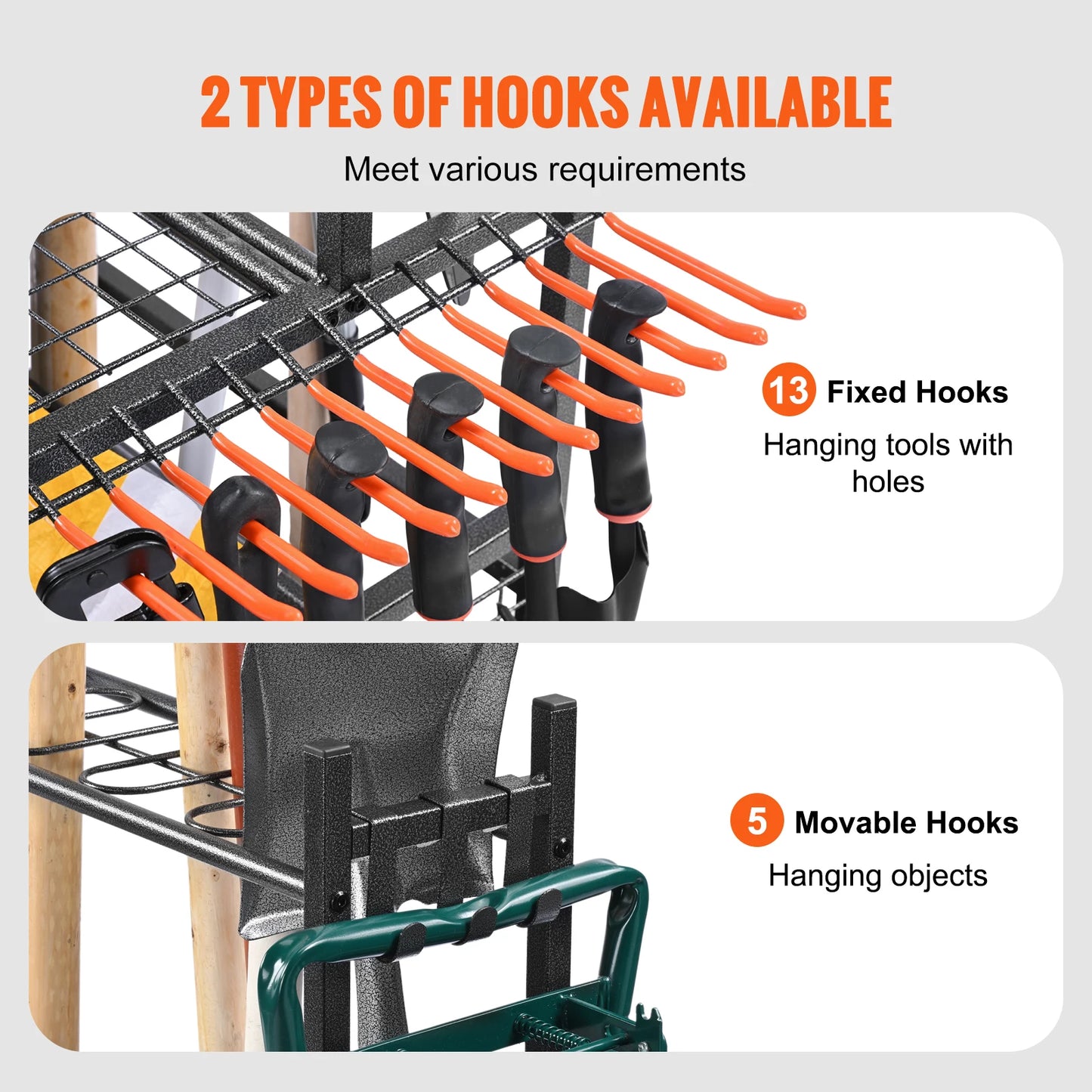 SucceBuy 16 Slot Garden Tool Organizer Tower Rack With Hooks